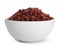 Bowl of cooked brown rice isolated
