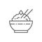 Bowl of cooked rice line icon.