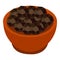 Bowl of coriander spices icon, isometric style