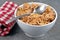 Bowl of cornflakes in close-up