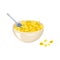 A bowl of cornflakes and a spoon