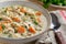 Bowl of Creamy Chicken and Rice Soup