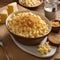 A bowl of creamy macaroni and cheese with a breadcrumb topping4