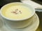 A bowl creamy soup