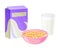 Bowl of Crispy Cereal or Muesli with Glass of Milk Rested Nearby Vector Composition