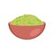 Bowl with delicious guacamole mexican spicy sauce in flat style. Perfect for tee, stickers, menu and logotype. Isolated vector