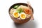 bowl delicious noodle food soup ramen white meal asian background japanese. Generative AI.