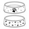 Bowl for dry food and water for dogs and cats, black contour doodle icon, Vector isolated illustration