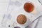 Bowl of fenugreek seeds and Egyptian fenugreek yellow tea or Methi Dana drink