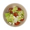 Bowl with fetta salad on a white background