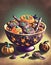 Bowl filled with Halloween candy