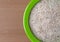 Bowl filled with psyllium husks on a table