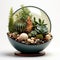 A bowl filled with succulents and rocks