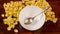 Bowl fills cornflakes and milk, stop motion animation