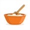 Bowl of flour with a wooden scoop baking Ingredient vector Illustration