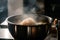 A bowl of food is being cooked on a stove. AI generative image.