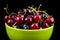 Bowl of fresh bing cherries