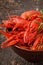 Bowl of fresh boiled crawfish