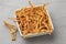 Bowl with fresh cordyceps close up