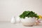 Bowl with fresh curly parsley