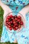 Bowl of fresh organic cherry as healthy snack, for breakfast, dieting, vegan