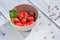 A bowl of fresh ripe radish, close up