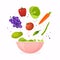 Bowl of fresh vegetable salad, healthy food. Flat design style m