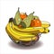 A Bowl of Fruit. A Lot Of Different Fruits. Banana, Pear, Orange, Mandarin, Apple. Vector Image