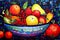 Bowl of Fruit in the style of Primitivism (Generative AI)