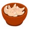 Bowl of garlic pieces spices icon, isometric style
