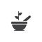 Bowl and grinder leaf vector icon