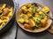 A bowl of homemade freshly prepared Bread Upma, a savory and spicy South Indian bread dish