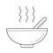 Bowl of hot soup vector line icon.