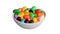 Bowl of jelly candies on on isolated background