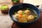 Bowl of Jewish matzoh balls soup