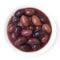 Bowl of Kalamata Greek olives. Isolated from above