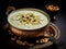 bowl of Kheer, garnished with nuts and dry fruits. typical dish of the Indian festival