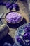 Bowl of lavender bath salt