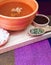 Bowl of Mexican Pancita soup or mondongo soup