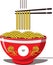 Bowl noodles and chopsticks sketch.illustration Noodle, ramen, spagehetti, pasta handdrawn vecto. Logo template