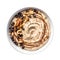 Bowl Nutty Brown Base, Almond Butter Swirl, Cocoa Nibs, Walnut Pieces On White Plate On A White Background