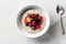 Bowl oatmeal porridge muesli. Generate Ai