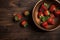 Bowl organic strawberries top view. Generate Ai