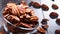 Bowl with pecan nuts on wooden table