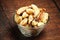 A bowl with peeled Brazil nuts