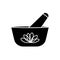 Bowl and pestle for making homemade cosmetics. natural ingredients. Logo or emblem