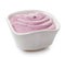 Bowl of pink blueberry yogurt