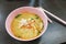Bowl of popular delicious Malaysia Ipoh sliced chicken noodle so