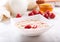 Bowl of porridge with strawberry