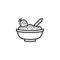 Bowl of porridge with strawberry line icon